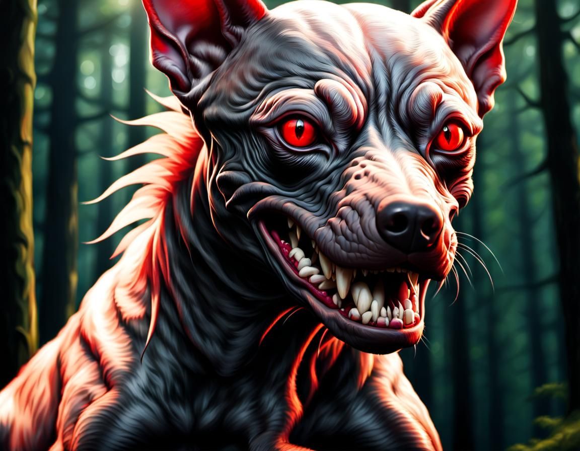 Detailed Cryptid Creature: Chupacabra in Forest