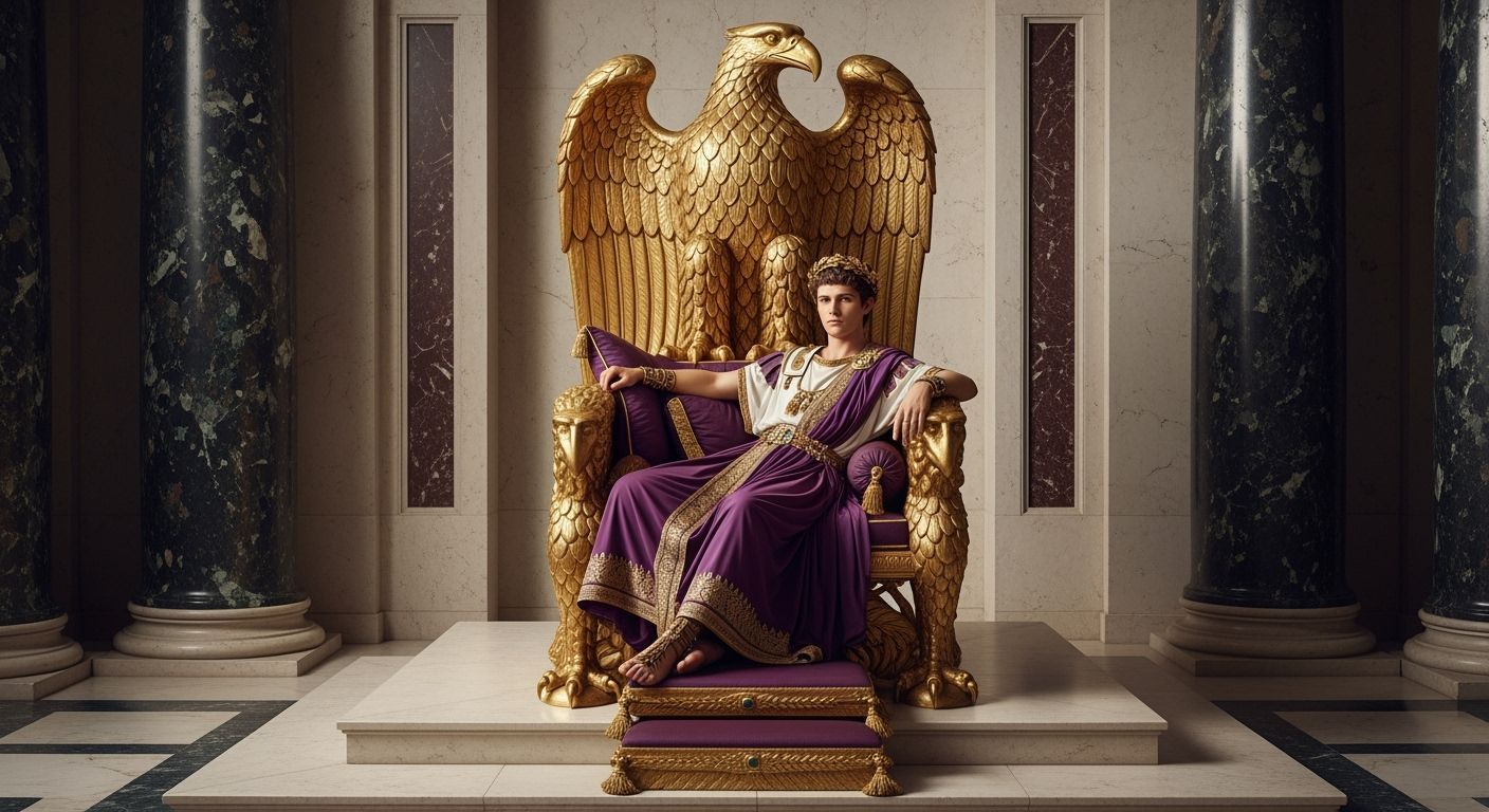 Emperor Nero on Eagle Throne in Palace Photograph