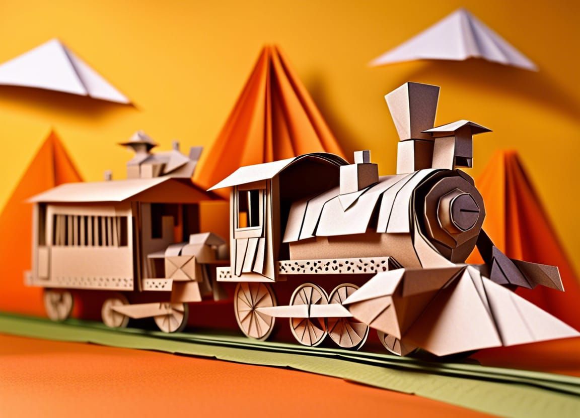 A Locomotive in the desertscape : origami world