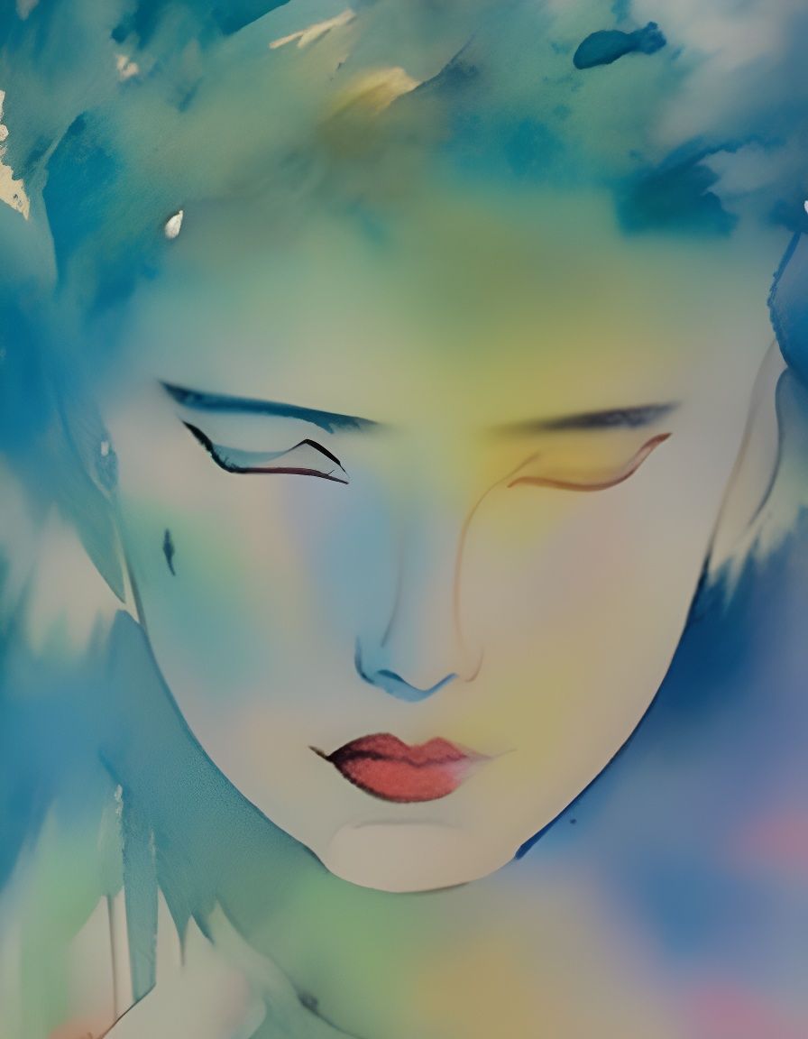 Gaia in Green: Watercolor Art Nouveau Style
