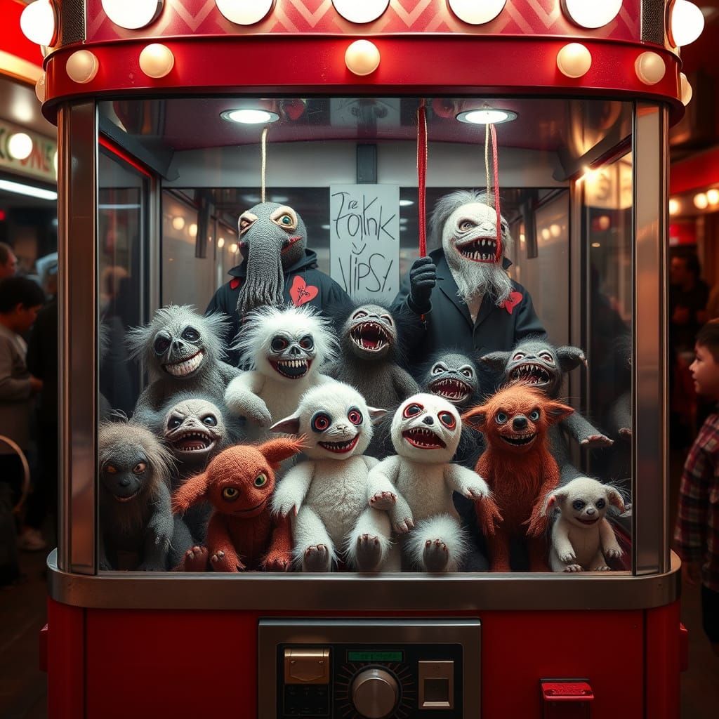 Sinister Creatures in a Carnival Claw Machine