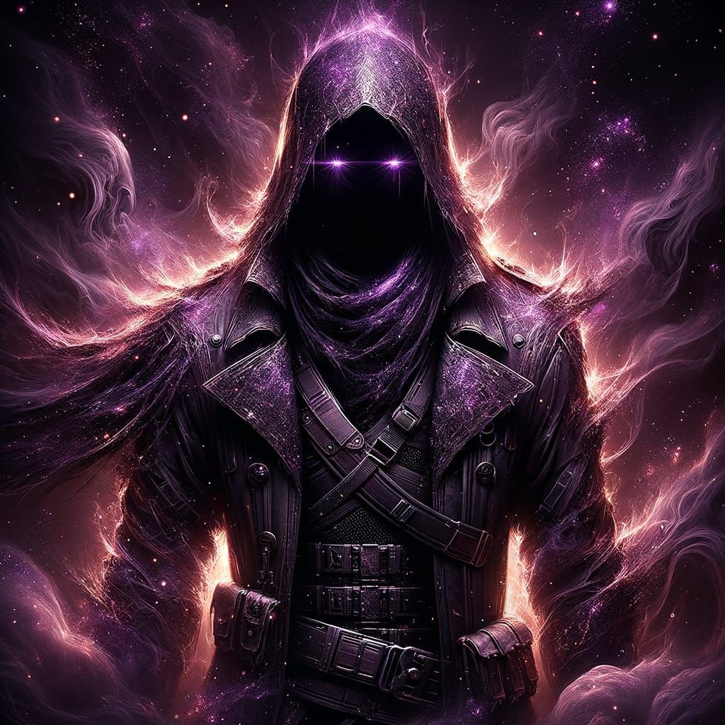 Beware Beware The Shadow-Wraith. Personal body guard of The Leader of The Cosmic Assassins. 
FEAR when SHADOWS FLARE.