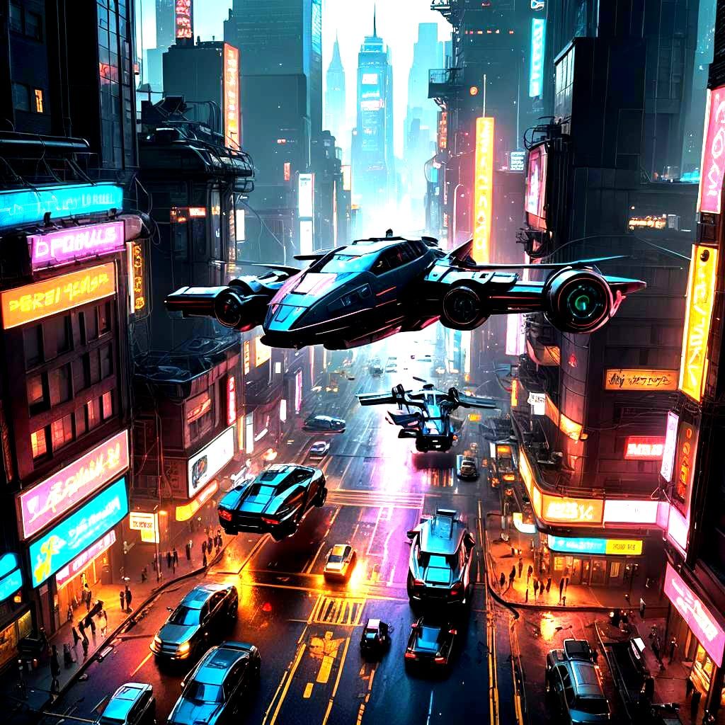 Cyberpunk New York City in 2099: Flying Cars