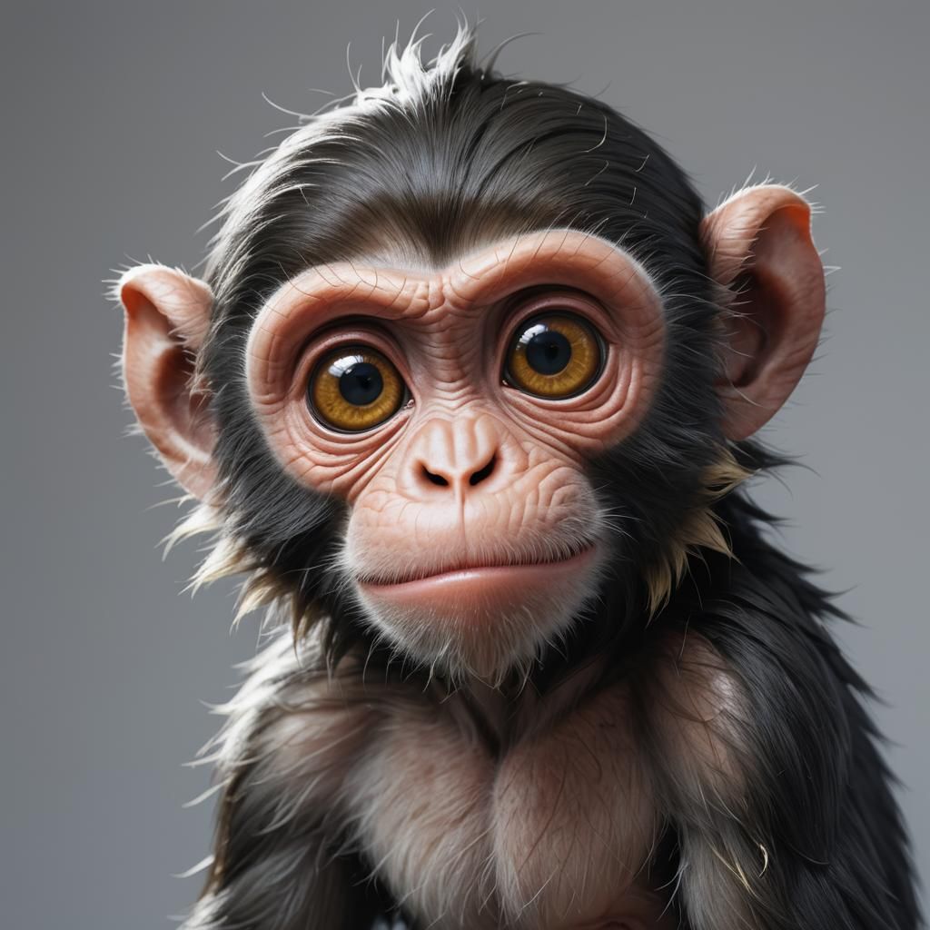 Goggly-Eyed Monkey in 3D Anime Style