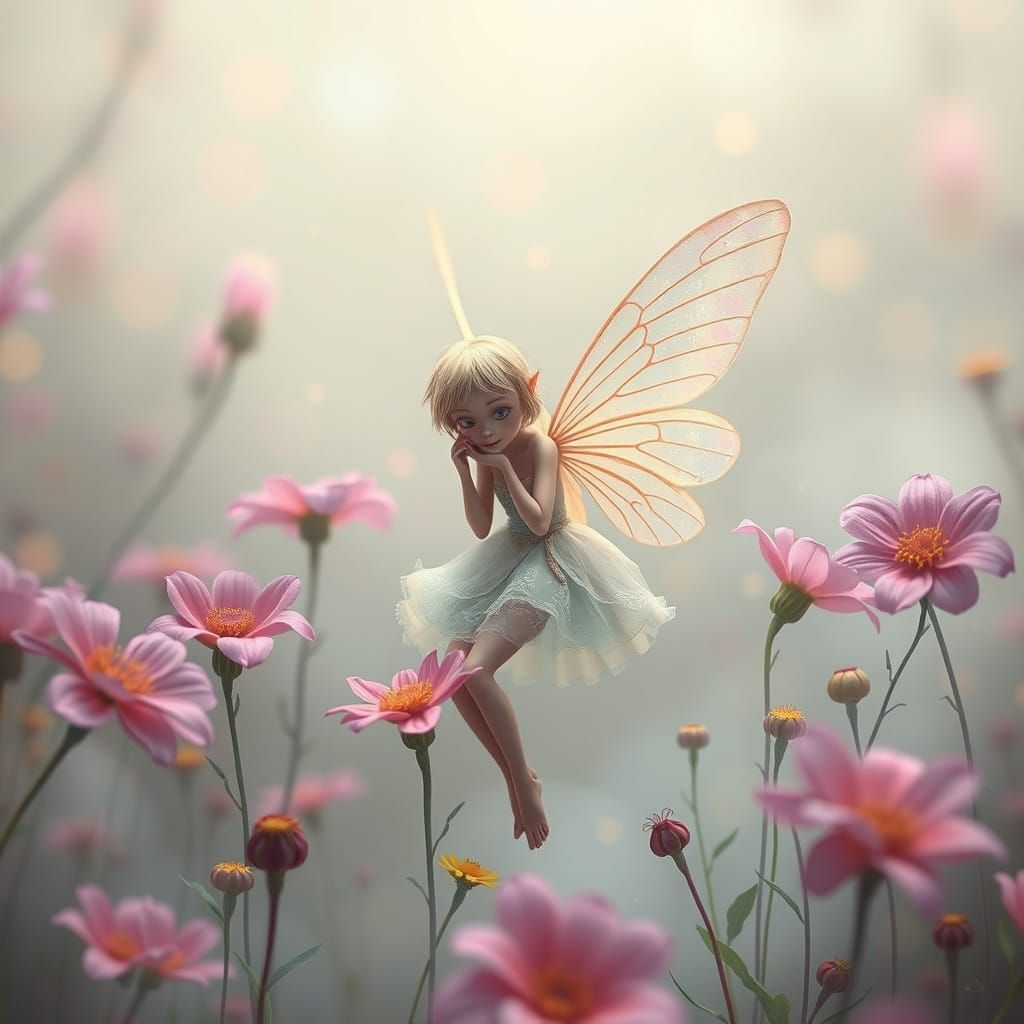 Ethereal Fairy in Misty Bloom Garden