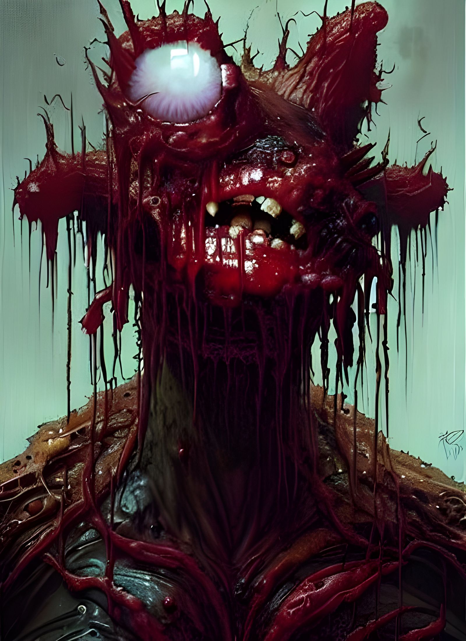 Sinister Mutated Eye as Detailed Gouache Painting