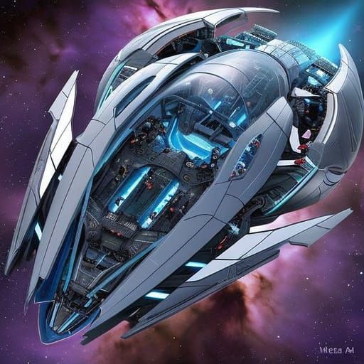 Cyberpunk Spaceship with Aerodynamic, Biomorphic Curves