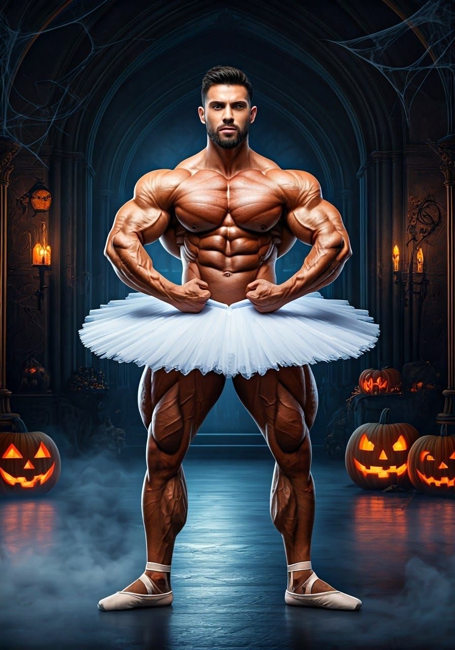 Muscular Ballerina Halloween Costume in Hyper-Realistic Styl...