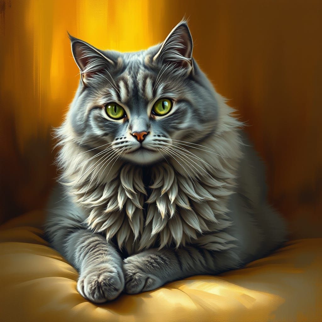 Majestic Feline in 19th-Century French Art Style