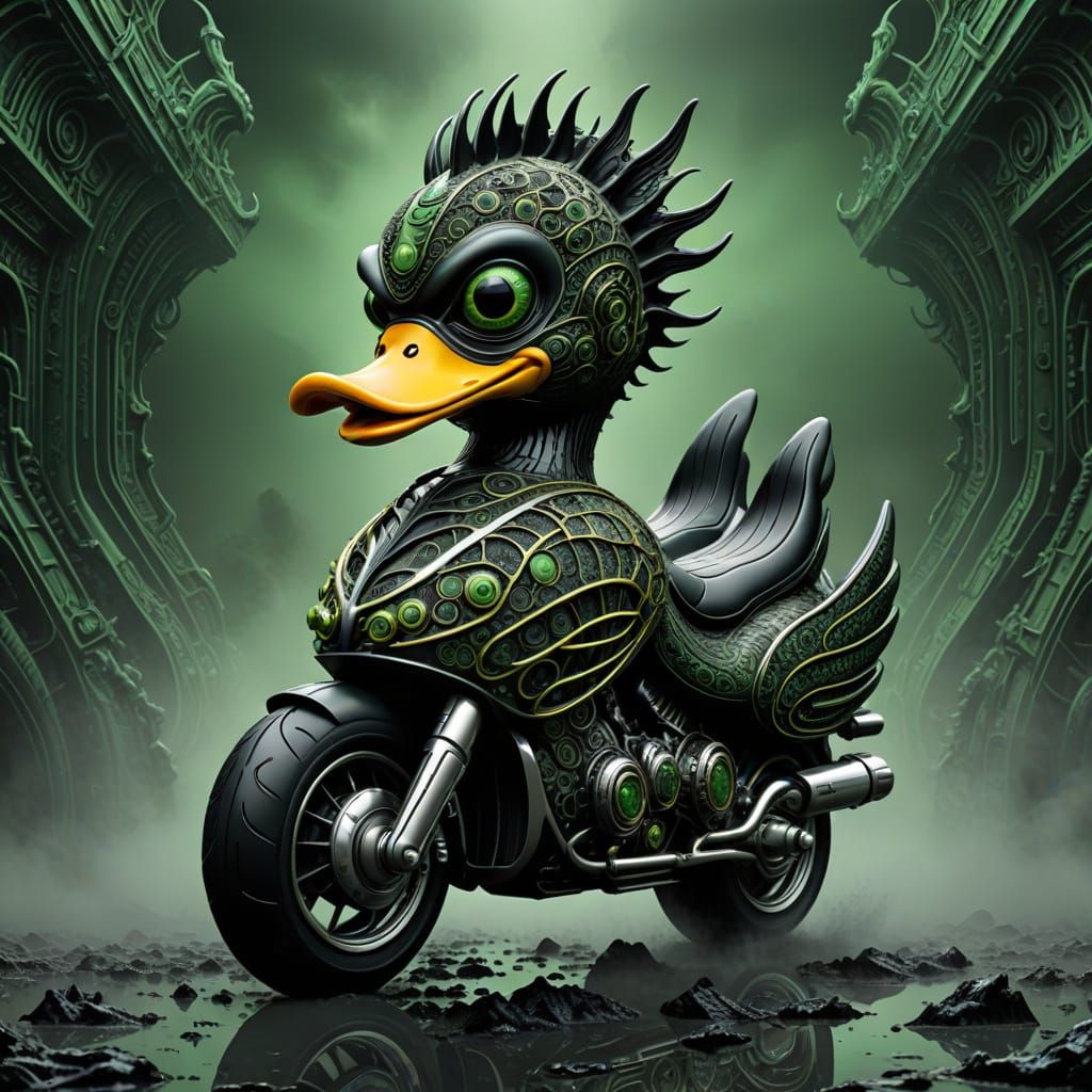 Gothic Alien Queen Rides Outlaw Chopper in H.R. Giger Style ...