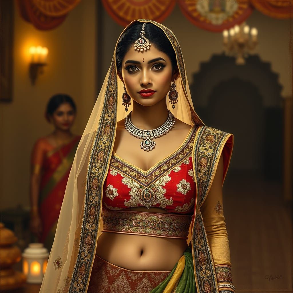 Elegant Indian Aunty in Lehenga at Marriage Function