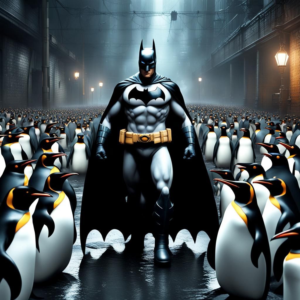 Batman Confronts Penguin Army in Dark Sewer