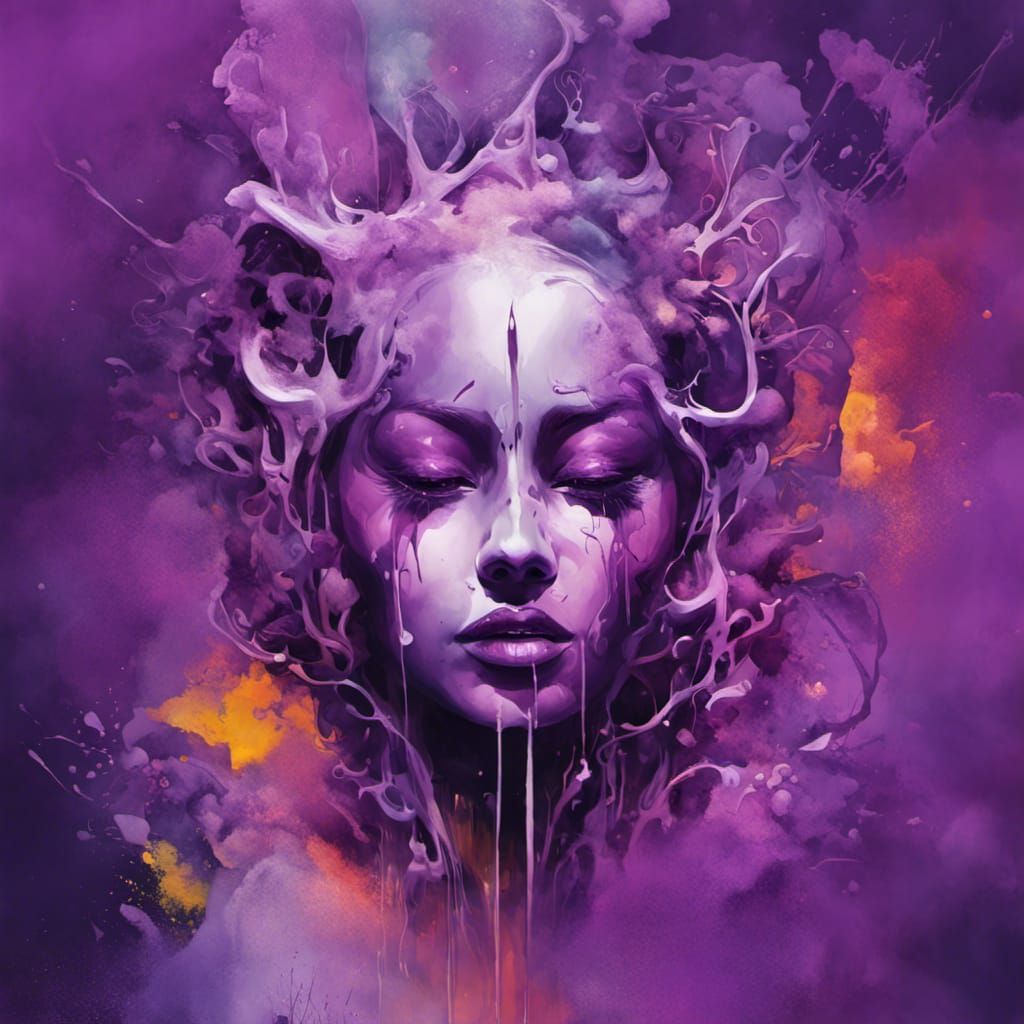 Succubus in Purple Mist: Graffiti Art Style