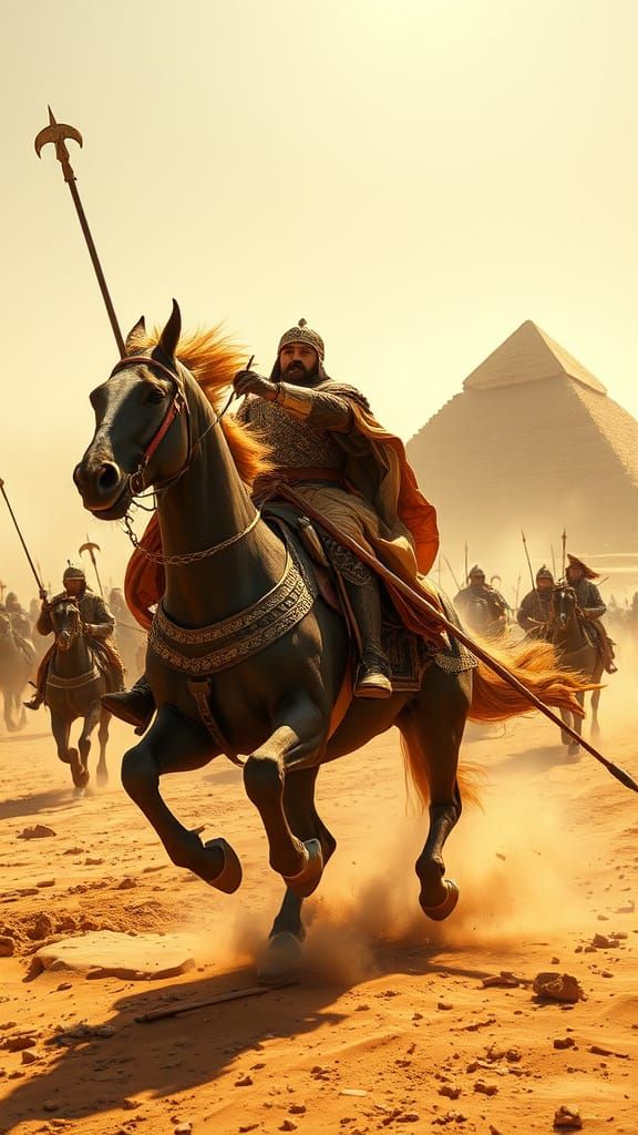 Epic Cinematic Portrait of Saladin Charging into Battle