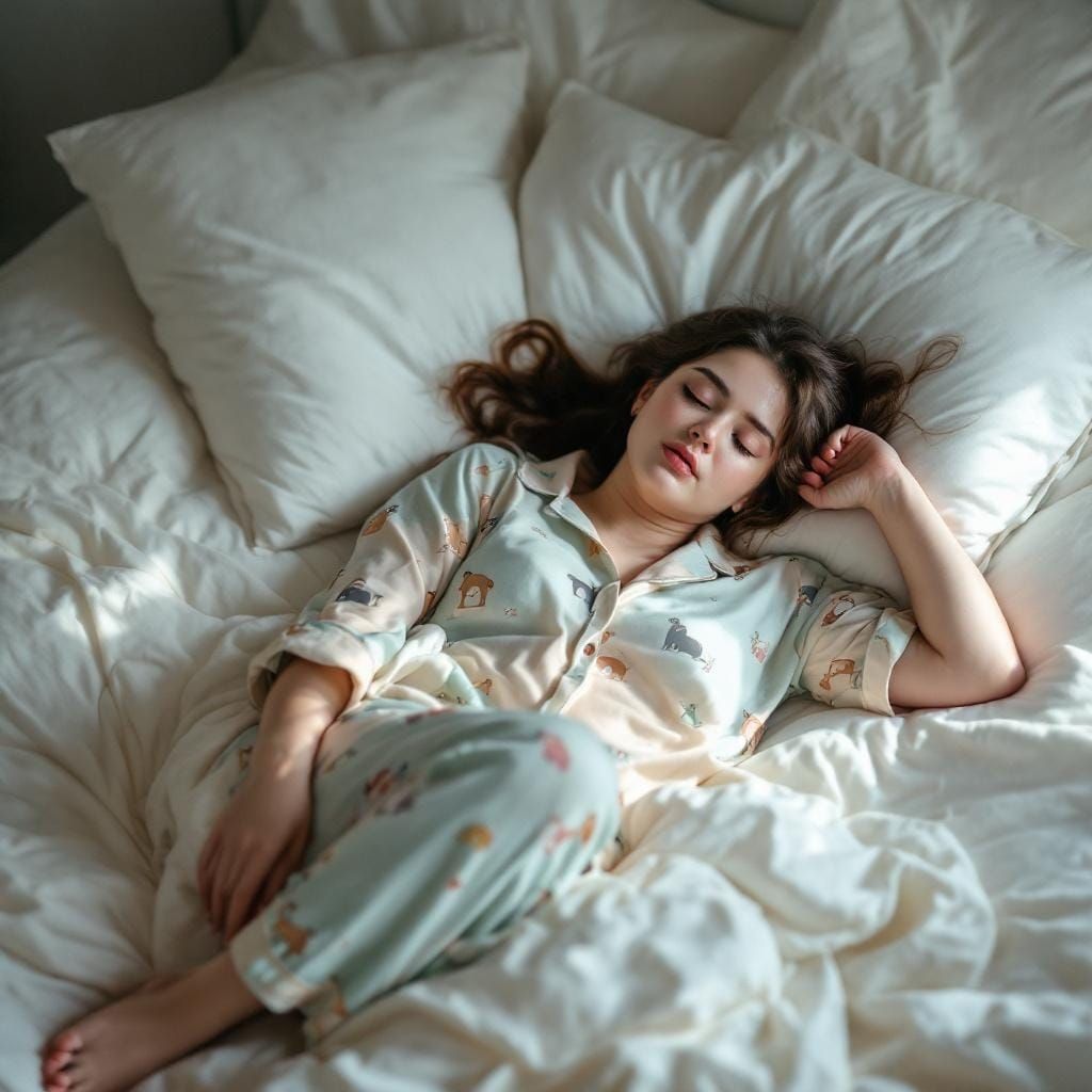 Woman Sleeping in Pajamas: Soft, Cinematic Portrait