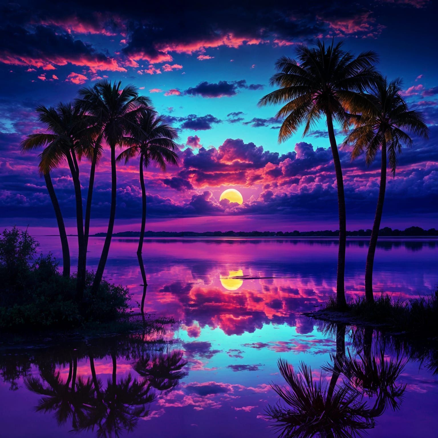 Spectacular Red Sunset with Golden Sun