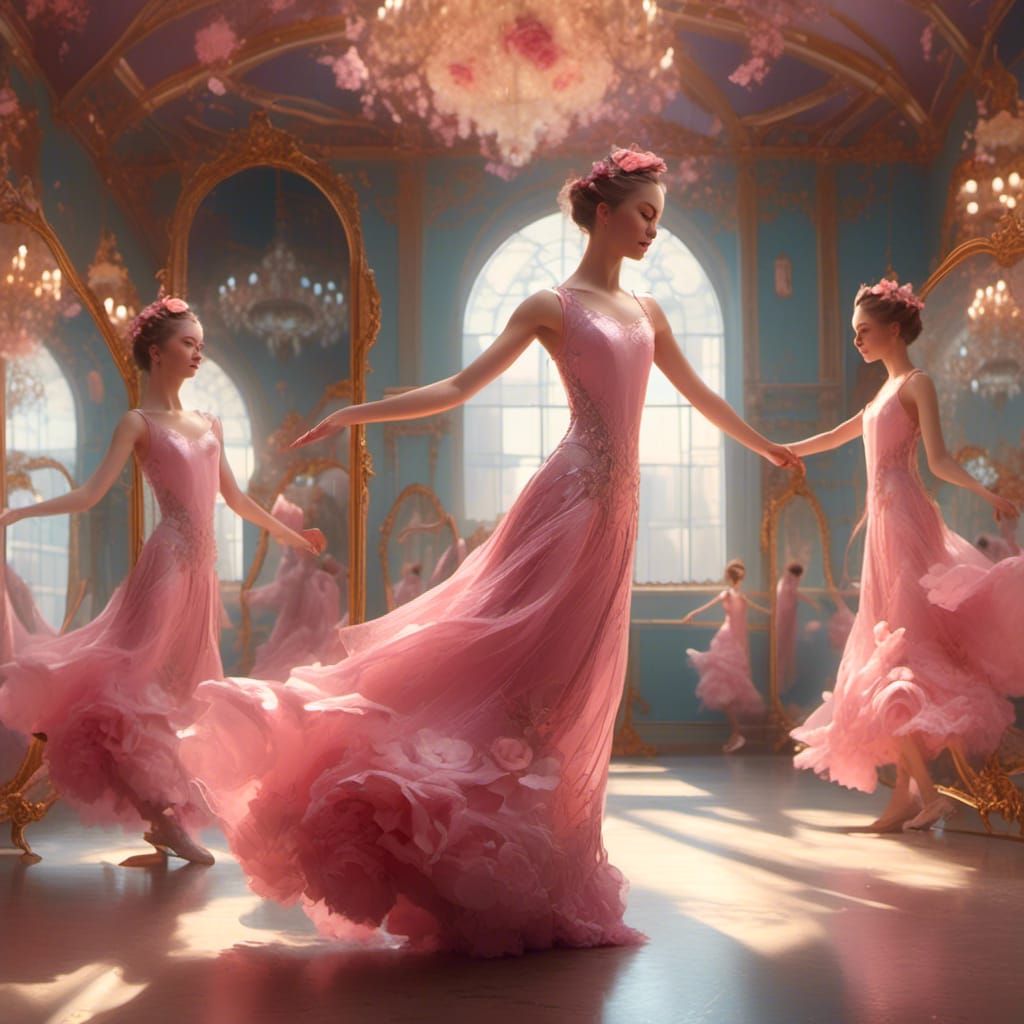 Ballerina in Pink Dress, Detailed Portrait