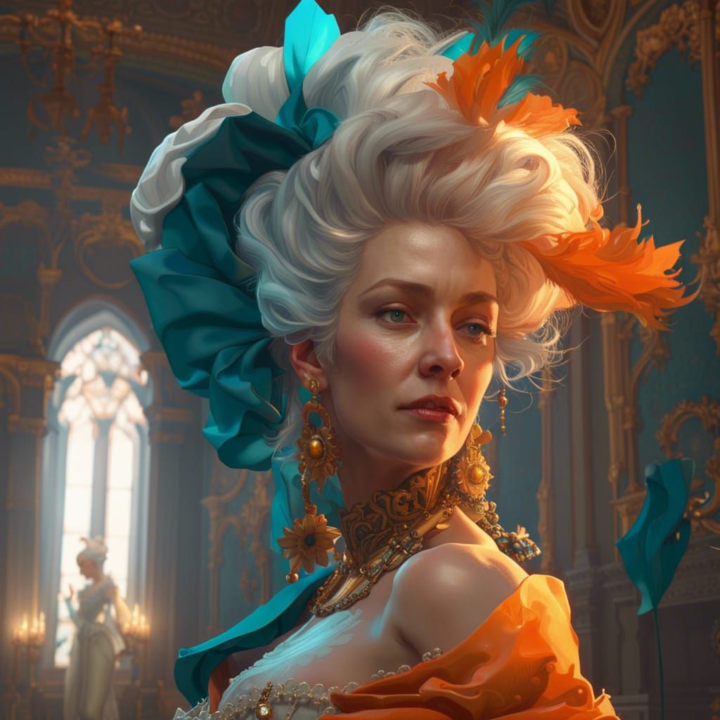 Marie Antoinette Portrait in Art Nouveau Style