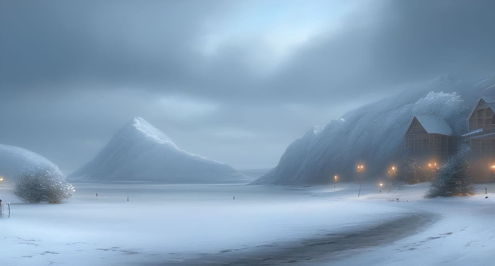 Magical Snowy Winter Beach Landscape in High Resolution