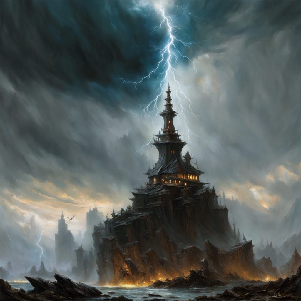 Grimdark Fantasy Masterpiece: Close-up of Storm Elemental St...