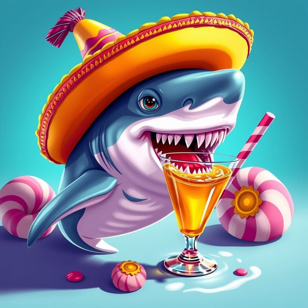 Shark in Sombrero with Shot Glass: Candy Art