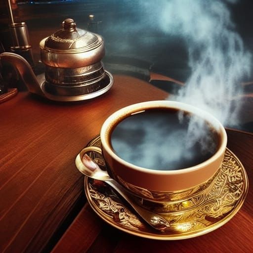 Cinematic Coffee Cup: Detailed Digital Matte Painting