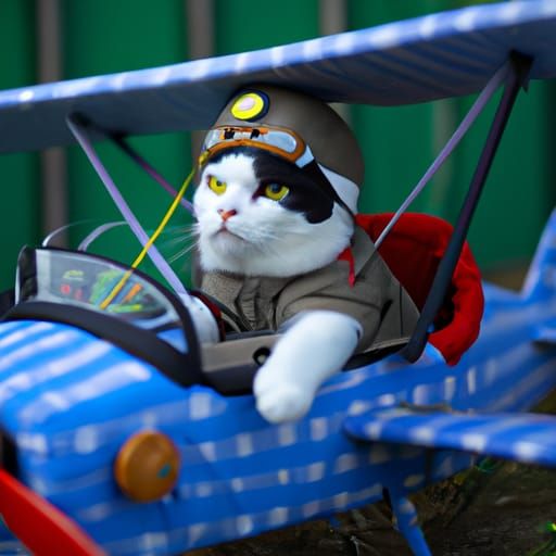Kitty Cat Pilot Flying a Plane: Professional Photography