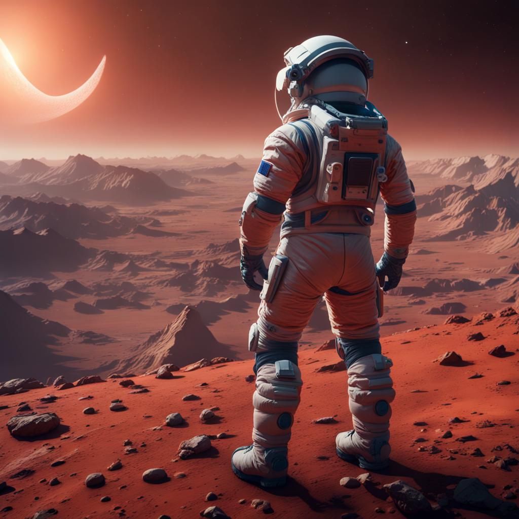 Astronaut on Mars: Detailed Matte Painting in 8K