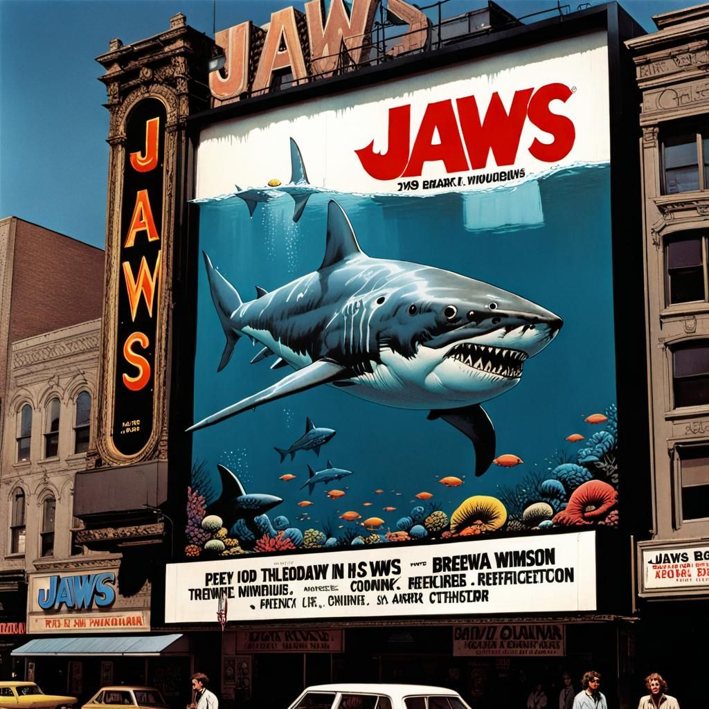 JAWS on Broadway Cinema Billboard as Comic Art