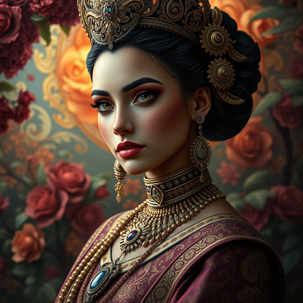 Regal Portrait in Ornate Attire