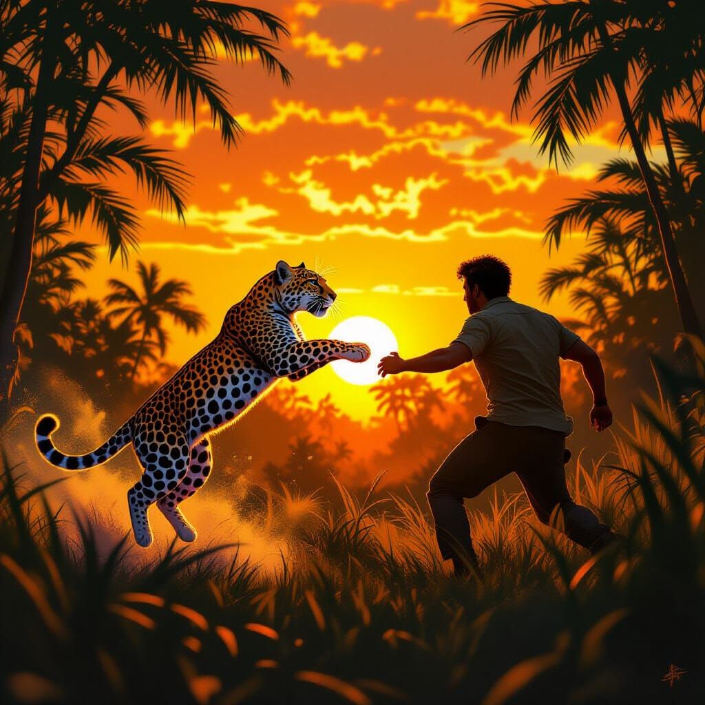 Leopard's Defense in Sunset Jungle