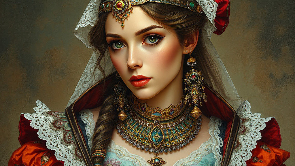 Renaissance Meets Sci-Fi: Woman's Portrait in Oil Painting S...