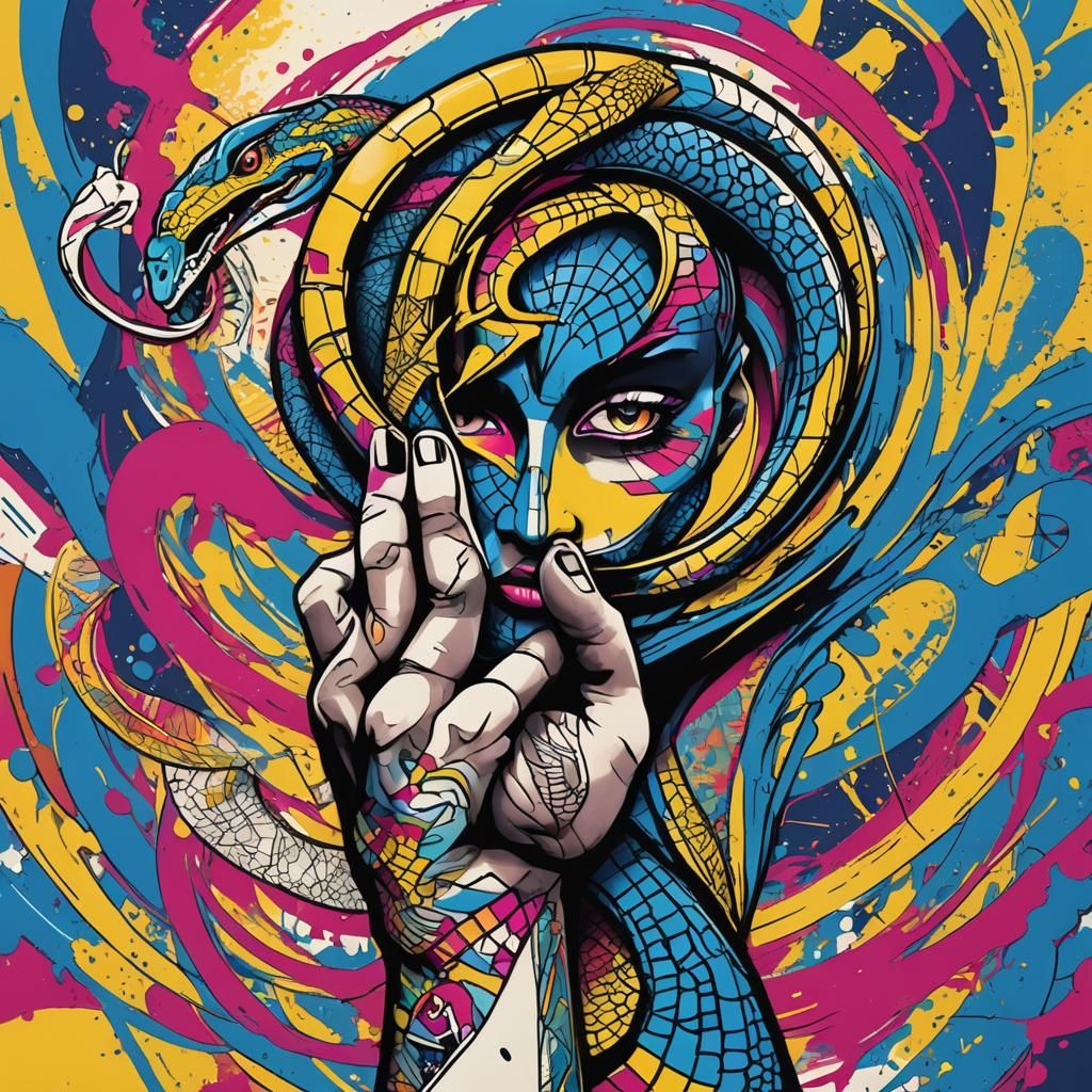 Serpent Tattoo Art in Pop Art Style