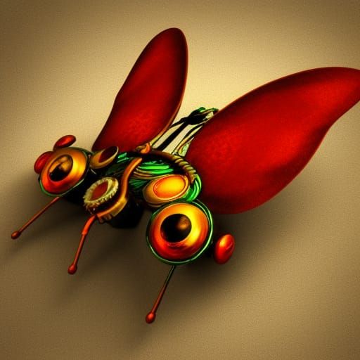 Steampunk Macro Moth Character in 3D Digital Art