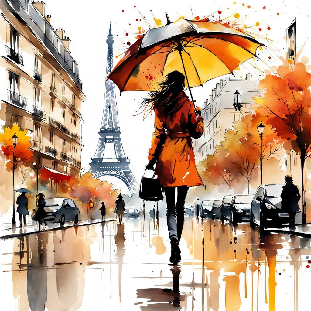 Paris on a rainy autumn day