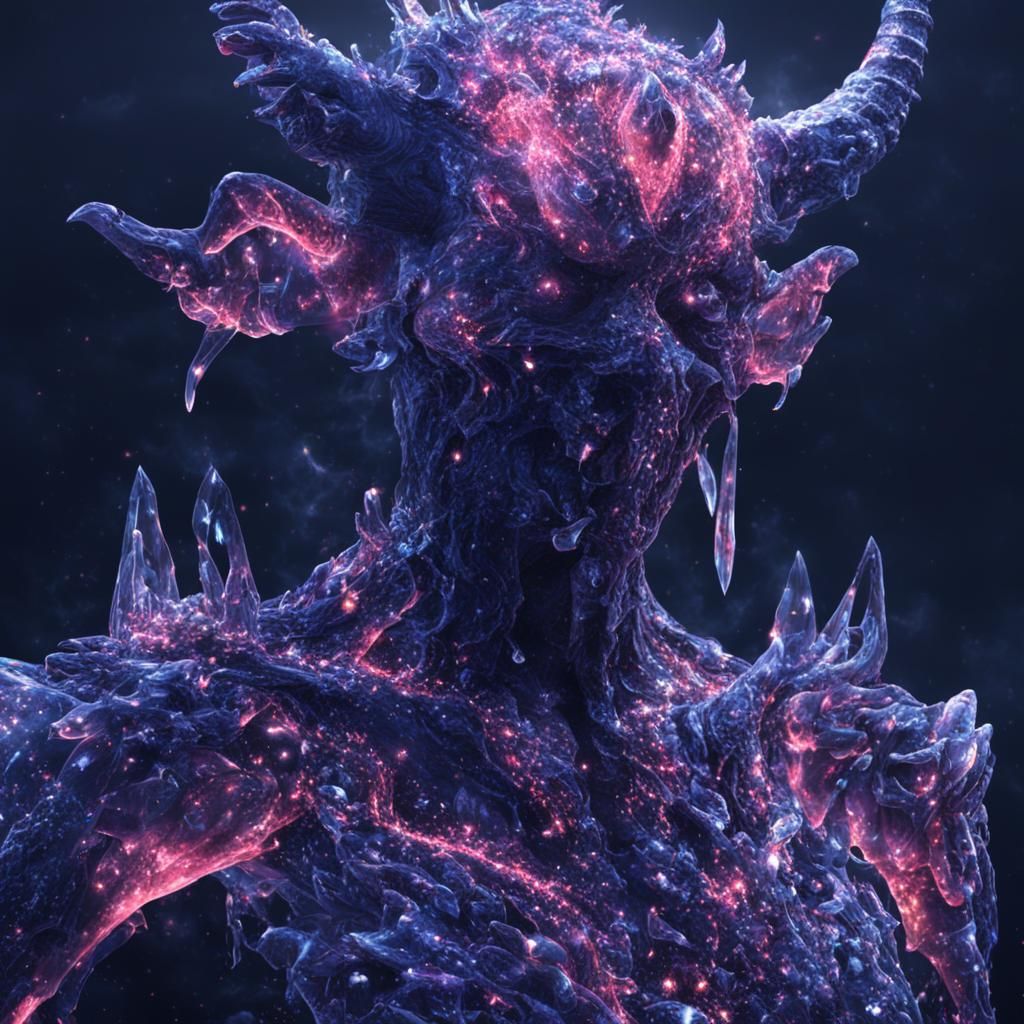 Glowing Crystal Demon Woman in Digital Art