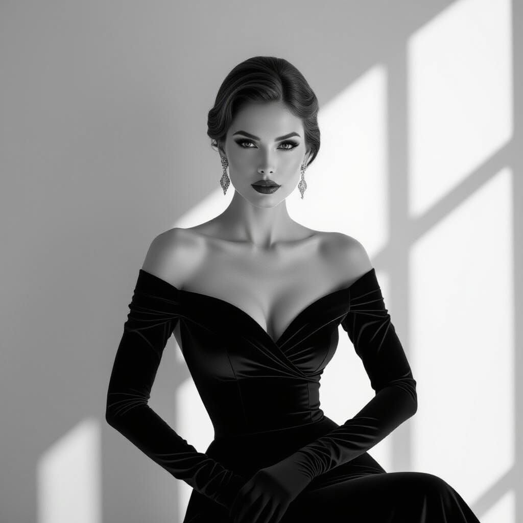 Elegant Woman in Noir Portrait Photography Style