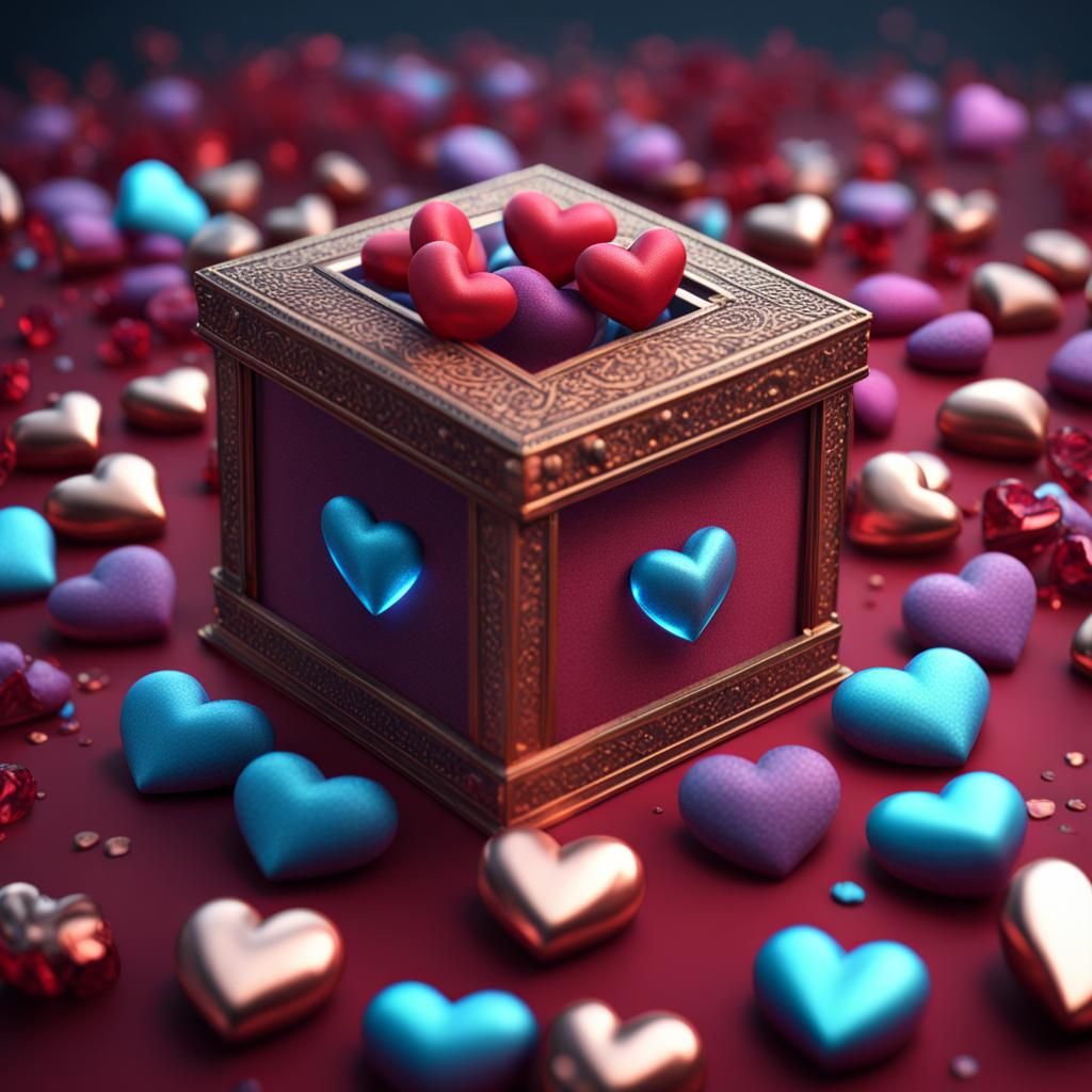 Crystal Hearts in a Box: Matte Painting
