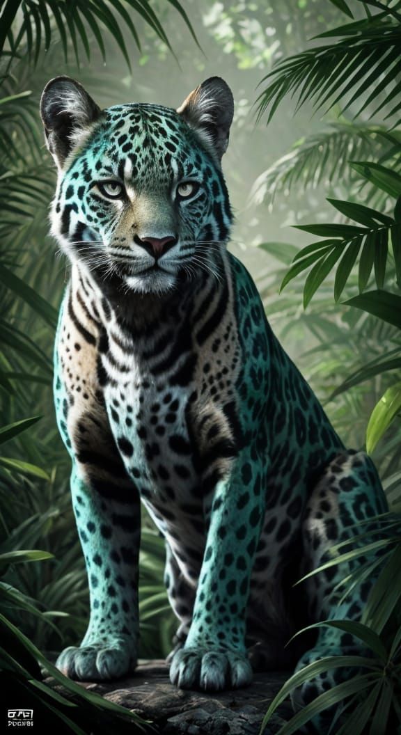Majestic Jaguar Guarding Lush Jungle in Photorealistic Style