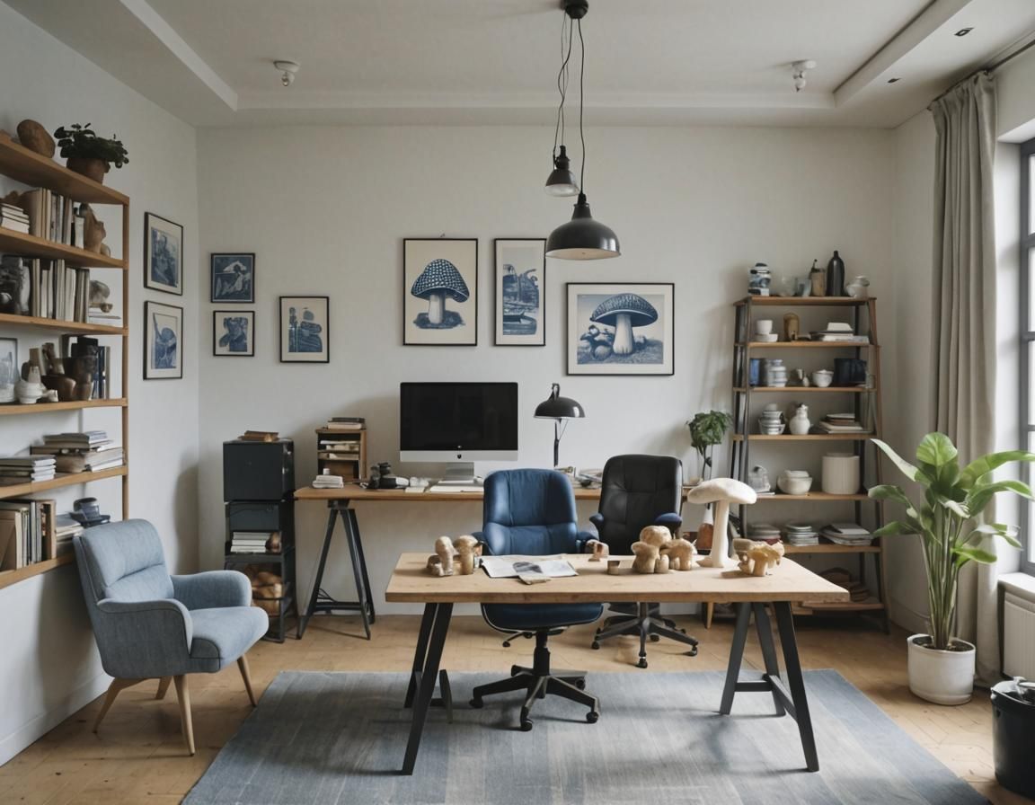 Activist Mushroom Farmers in a 1984 Blueprint Linocut