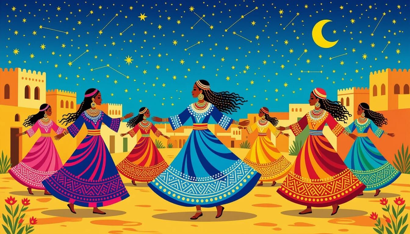 Berber Women Dancing Under Starry Sky