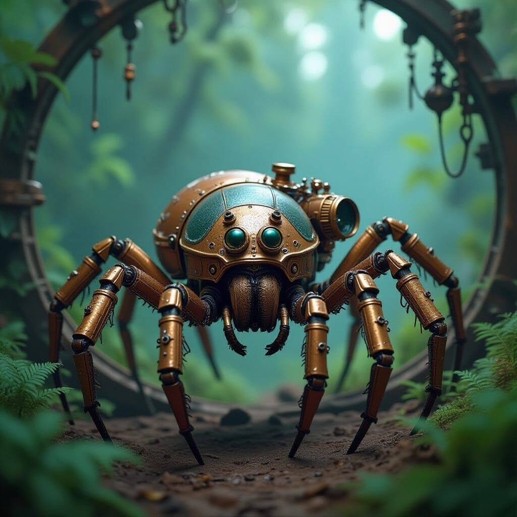 Steampunk Arachnid in Digital Terrarium