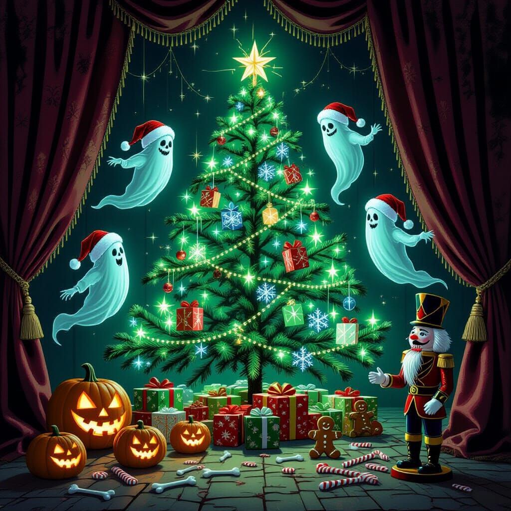 Eerie Victorian Ghostly Christmas Scene