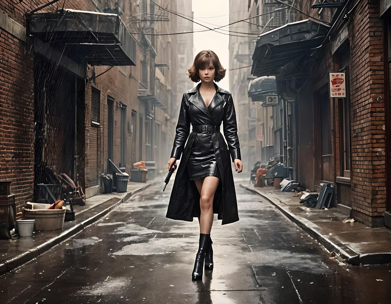 1970s Female Secret Agent in New York City Alley