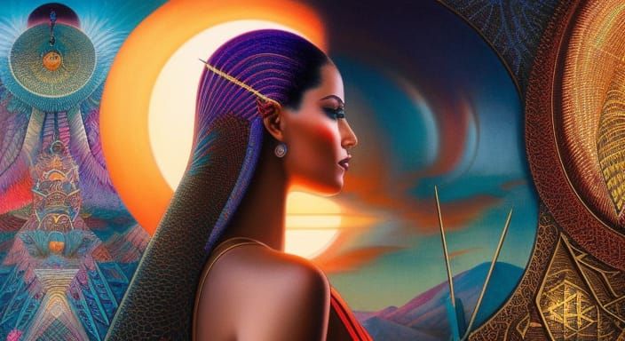 Amun-Ra Hybrid Woman in Warped Perspective