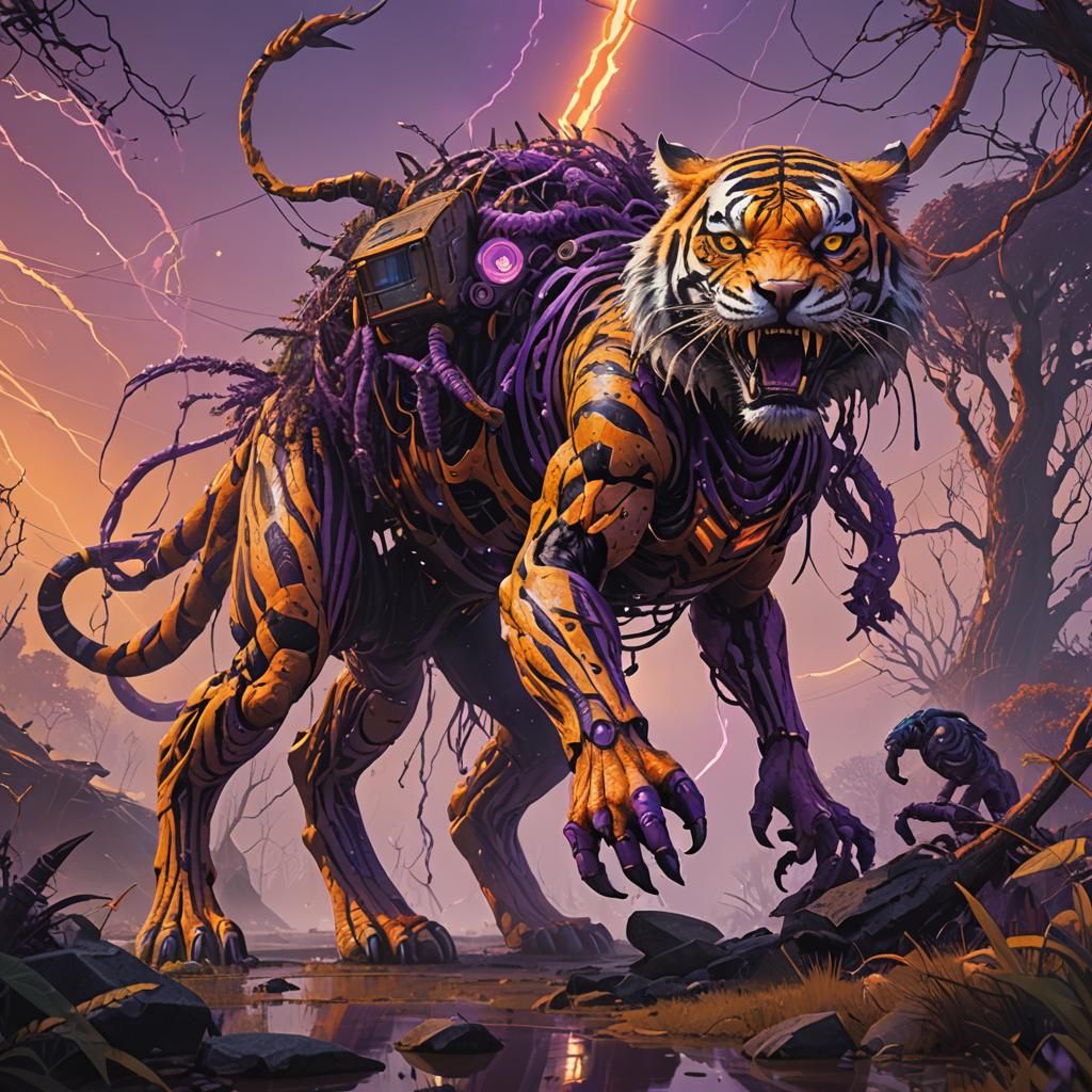 Mutant Alien with Tiger DNA in Fantasy Concept Art