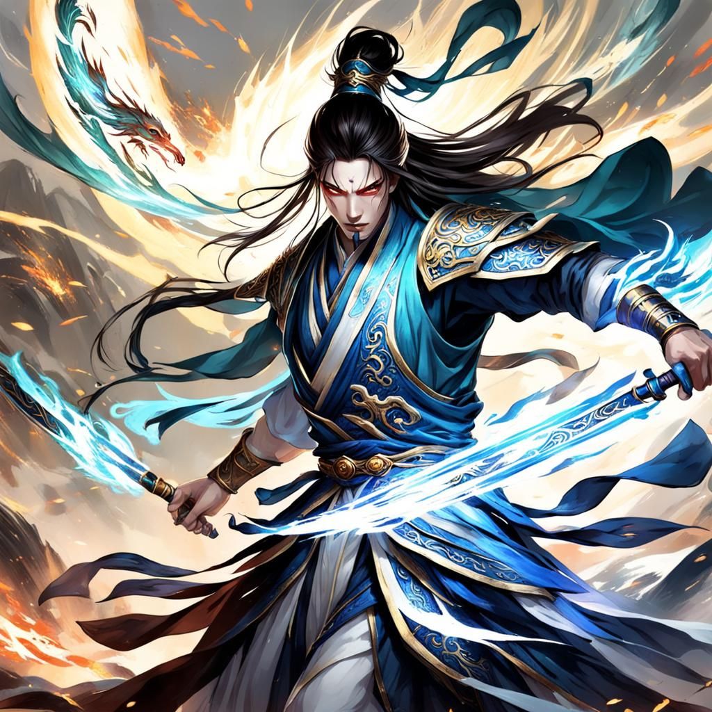 Ethereal Xianxia Battle Scene with Magical Powers