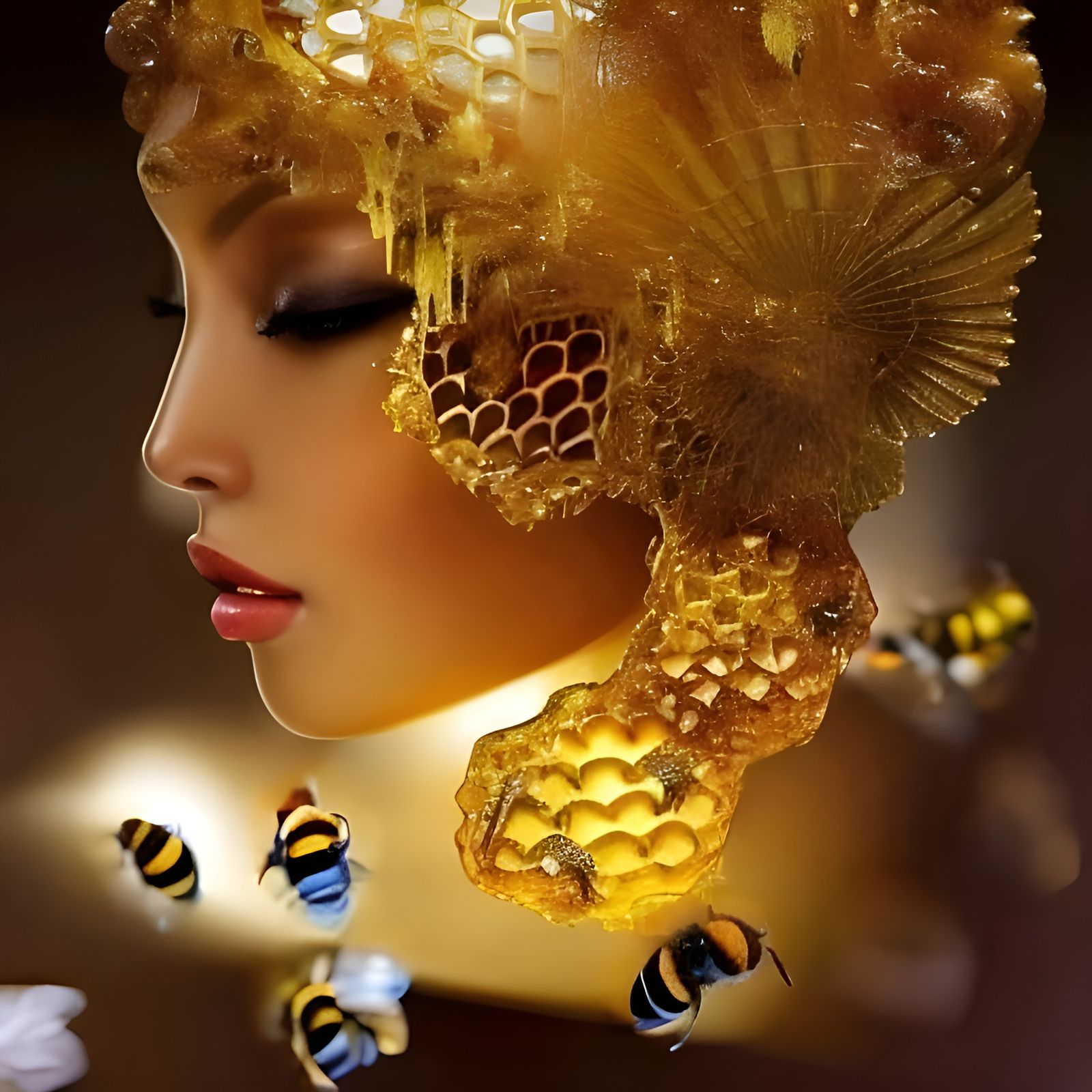 Hyperrealistic Close-Up of Bees in Sharp Focus