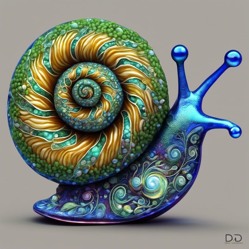 Intricate Snail on Boot with Ferns and Diamonds