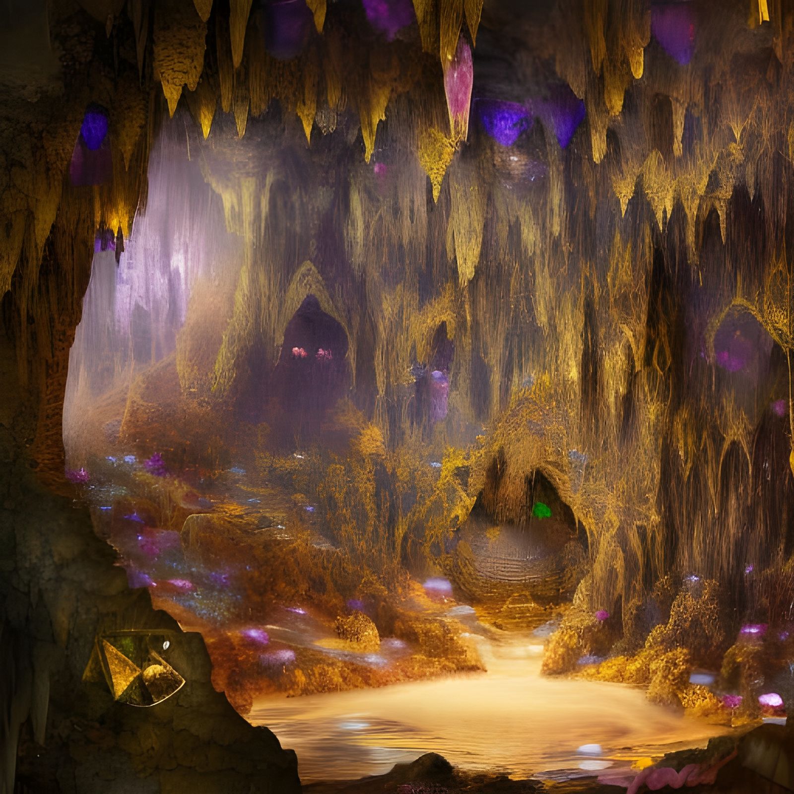 Treasure Cave with Gold, Gems, and Magic